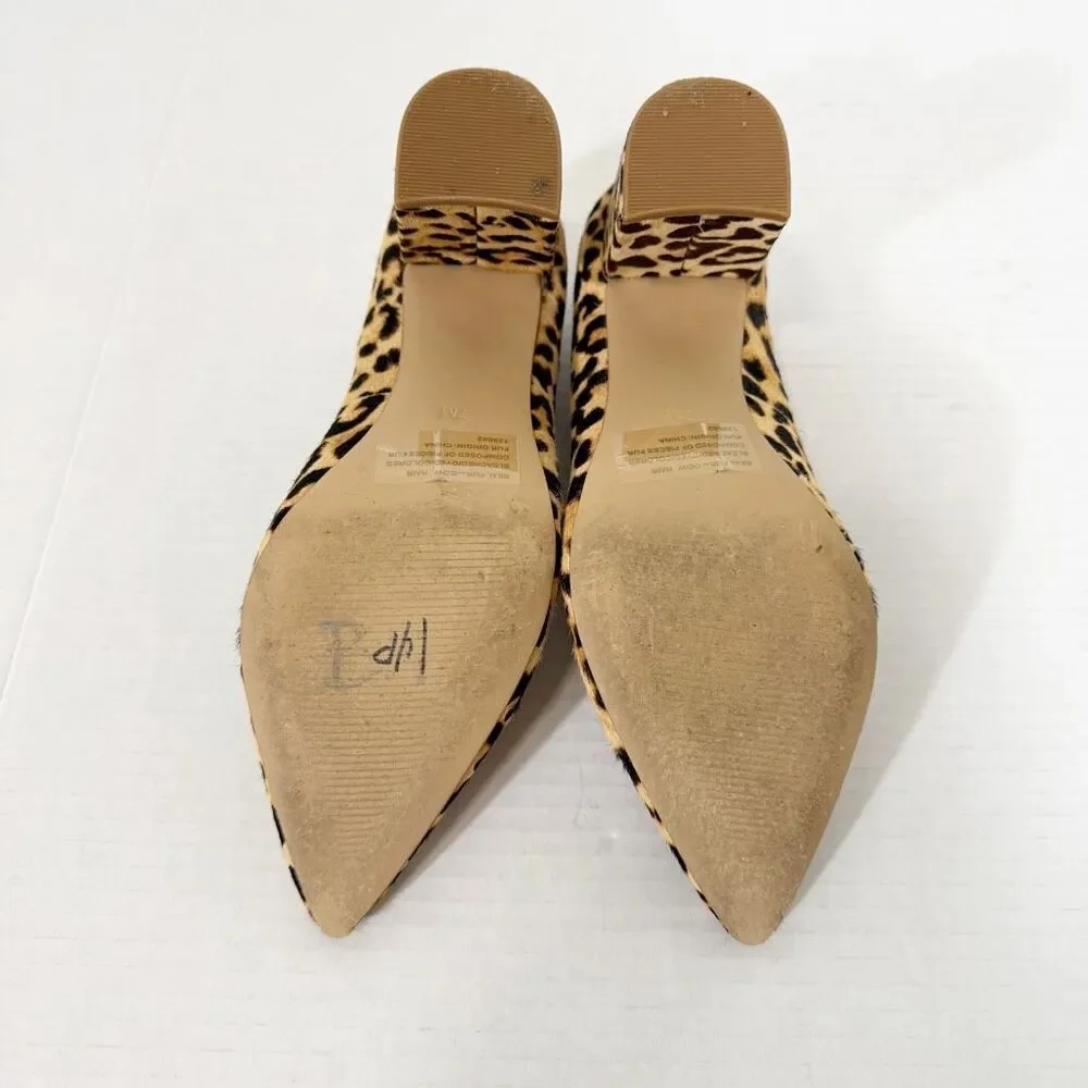 Steve Madden Arya Women’s Leopard Print Cow Hair Mob Wife Block Heel Pump Size 7